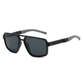 Lunettes de soleil polarisées carrées noires à double pont avec verres gris et branches - Standard / Monture noir sable verres gris