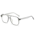 Transparent light grey double bridge aviator glasses frame with 3/4 side view - Transparent Grey