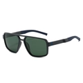 Lunettes de soleil polarisées noir mat avec double pont et verres vert foncé - Standard / Monture Grise Verre Vert Foncé