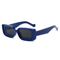 Retro square sunglasses with bold royal blue frame and dark grey tinted lenses - Blue Frame Grey Lens