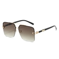 Vintage square semi-rimless sunglasses with tea gradient lenses and gold metal temples - Regular / Gold Frame Gradient Tea Lens
