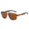 Lunettes de soleil rétro carrées polarisées avec monture marron et double pont - Standard / Monture Thé Verres Thé