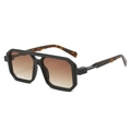 Lunettes de soleil aviateur carrées avec monture noire et branches en écaille - Monture Noire Doubles Verres Thé