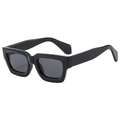 Classic square black thick frame sunglasses with wide temples and dark lenses for high fashion - Glossy Black Frame Grey Lens