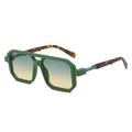 Lunettes aviateur carrées avec monture vert mat et verres dégradés bleu-jaune - Monture Verte Verres Vert Jaune