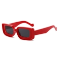 Vintage rectangle sunglasses with bold red frame and dark lenses for fashion - Red Frame Grey Lens