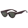 Retro wine red cat-eye sunglasses with dark grey lenses and silver stud details - Flowing Brown Frame G15 Lens