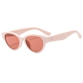 Retro cat-eye sunglasses with beige frame and orange lenses, stylish 45-degree angle view - Rice Pink Frame Black Tea Lens
