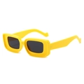 Retro rectangle sunglasses with vibrant yellow plastic frame and dark gray lenses - Yellow Frame Grey Lens