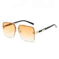 Square semi-rimless sunglasses with orange gradient lenses and gold metal accents - Regular / Standard Gold Frame Gradient Orange Lenses