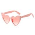 Lunettes de soleil cœur roses avec verres dégradés assortis et monture en PC - Monture Rose Verres Dégradés Roses