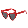 Fashionable heart-shaped sunglasses with bright red frame and dark grey lenses - Regular / Regular (Incl. 13% VAT) Red Frame Grey Lenses