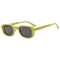 Lunettes de soleil carrées vert olive rétro avec branches épaisses et verres gris foncé - Monture Verte Verres Gris
