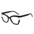 Occhiali cat-eye neri con eleganti accenti di perle e dettagli in metallo dorato - Montatura nero lucido