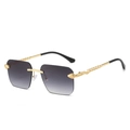 Frameless square sunglasses with grey gradient lenses and golden snake temples - Gold Frame Gradient Gray Lens