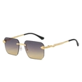 Frameless square sunglasses with purple gradient lenses and gold snake-shaped metal temples - Gold Frame Gray Brown Lens