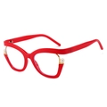 Montatura occhiali cat-eye rossa con design ondulato e dettagli in perle bianche - Montatura Rossa