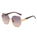 Occhiali da sole oversize senza montatura con lenti viola sfumate e aste in metallo dorato - Regolare / Montatura Oro Lenti Grigio Rosa