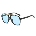 Occhiali aviator classici a doppio ponte con montatura nera e lenti azzurre - Montatura Nera Lenti Blu