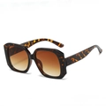 Oversized square tortoise shell sunglasses with gradient brown lenses and chic retro style - Leopard Frame Gradient Brown Lens