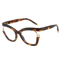 Montatura per occhiali cat eye tartarugata con grandi accenti di perle sulle aste - Montatura Leopardata