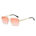 Lunettes de soleil sans monture avec verres dégradés orange et branches serpent dorées - Monture Dorée Verres Dégradés Roses