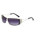 Frameless futuristic sunglasses with purple gradient lenses and silver hollow temples - Silver Frame Gradient Grey Lens