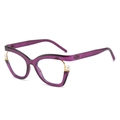 Translucent purple cat-eye frame glasses with elegant white pearl accents - Purple Frame