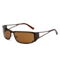 Frameless square sunglasses with bronze metal hollow temples and dark brown lenses - Tea Frame Tea Lens
