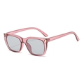 Minimalist square frame sunglasses in transparent pink with light gray lenses - Regular / Standard Purple Frame with Mirrored Lenses