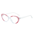 Chic cat-eye TR90 eyewear frame featuring transparent base and red-white geometric pattern - Clear Red