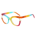 Rainbow gradient cat eye glasses frame with elegant pearl details on the temples - Rainbow Frame