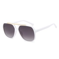 Retro double-bridge aviator sunglasses with white frame and grey gradient lenses - White Frame Gray Lens
