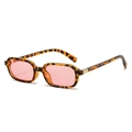 Retro schmale quadratische Sonnenbrille mit Leopardenmuster und hellrosa Gläsern - Normal / Schildpatt Rahmen Rosa Gläser