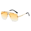 Lunettes de soleil sans monture avec double pont doré et verres dégradés orange - Monture Or Orange Dégradé
