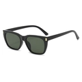 Classic black square frame sunglasses with dark green lenses and gold metal accents - Regular / Black Frame Sunglasses with Dark Green Lenses