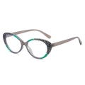 Montatura occhiali cat eye TR90 da donna in grigio traslucido con dettagli verdi e neri - Cornice Grigio Verde