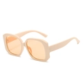 Chic oversized square sunglasses in beige frames with light orange lenses for women - Beige Frame Light Tea Lens