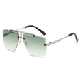 Lunettes aviateur sans monture avec double pont argenté et verres dégradés verts - Monture Argent Verres Verts