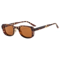 Lunettes de soleil carrées tendance à écailles de tortue avec verres bruns - Monture Léopard / Verres Thé