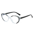 Montatura cat-eye TR90 con motivo geometrico nero e bianco e finitura trasparente - Montatura Nero Trasparente