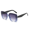 Oversized square sunglasses with blue-purple glitter frame and gradient lenses - Blue Frame Gradient Grey Lens