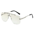 Lunettes aviateur sans monture avec cadre en métal argenté et verres jaune clair - Monture Argentée Mercure Clair
