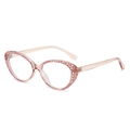 Montatura occhiali cat-eye in TR90 rosa traslucido con motivi geometrici moderni - Rosa