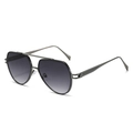 Classic pilot sunglasses with dark grey gradient lenses and textured gunmetal frame - Gunmetal Frame Gradient Grey Lens