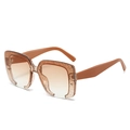 Brown square oversized glitter sunglasses with gradient brown lenses and rimless design - Tea Frame Gradient Tea Lens