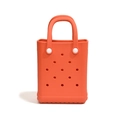 Mini EVA beach tote bag in vibrant orange with signature perforated holes and top handles - No Accessories / Orange