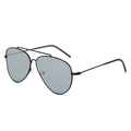 Classic aviator sunglasses featuring black stainless steel frame and grey tinted lenses - Regular / Black Frame Silver Mirror Lens