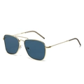 Occhiali da sole aviator quadrati con montatura in metallo dorato e lenti blu scuro - Montatura Oro Lente Grigio Blu