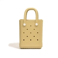 Mini EVA beach tote bag in light yellow with perforated holes and fixed handles - No Accessories / Yellow